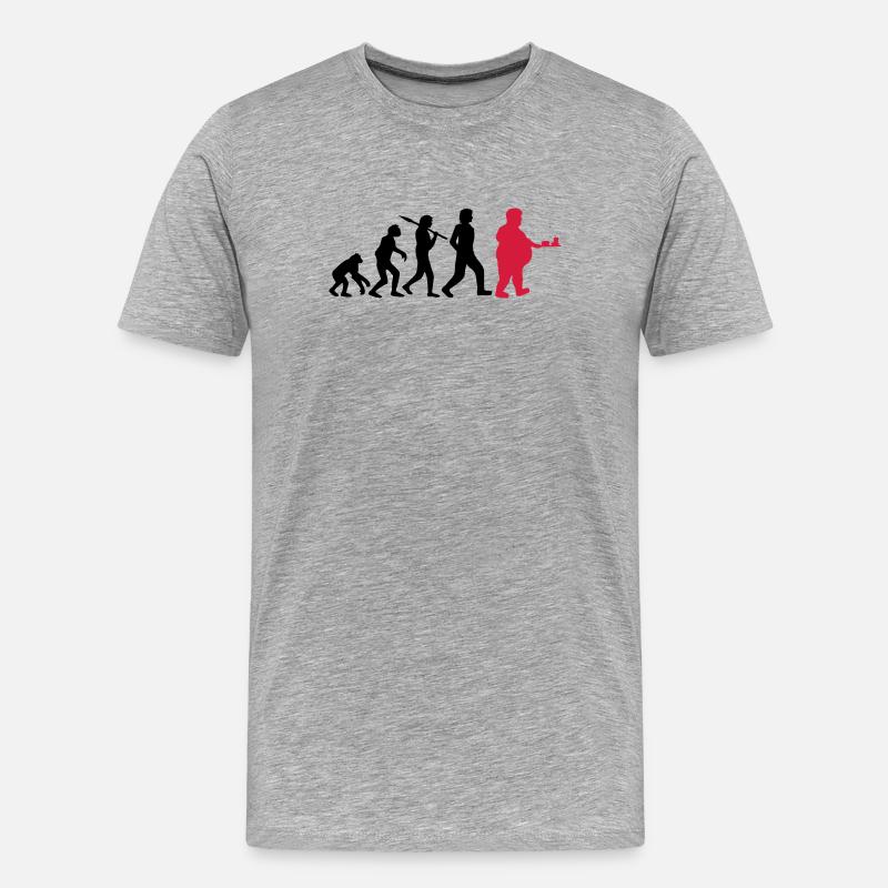 Fast Food Evolution - Männer Premium Bio T-Shirt - Grau meliert