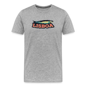 Lissabon Portugal, Lissabon Festivals, Sardinen - Männer Premium Bio T-Shirt - Grau meliert - Vorne - Damien (186cm)