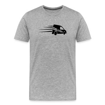 Logo de fourgonnette avec texte découpé - T-shirt bio Premium Homme - gris chiné - Devant - Damien (186cm)