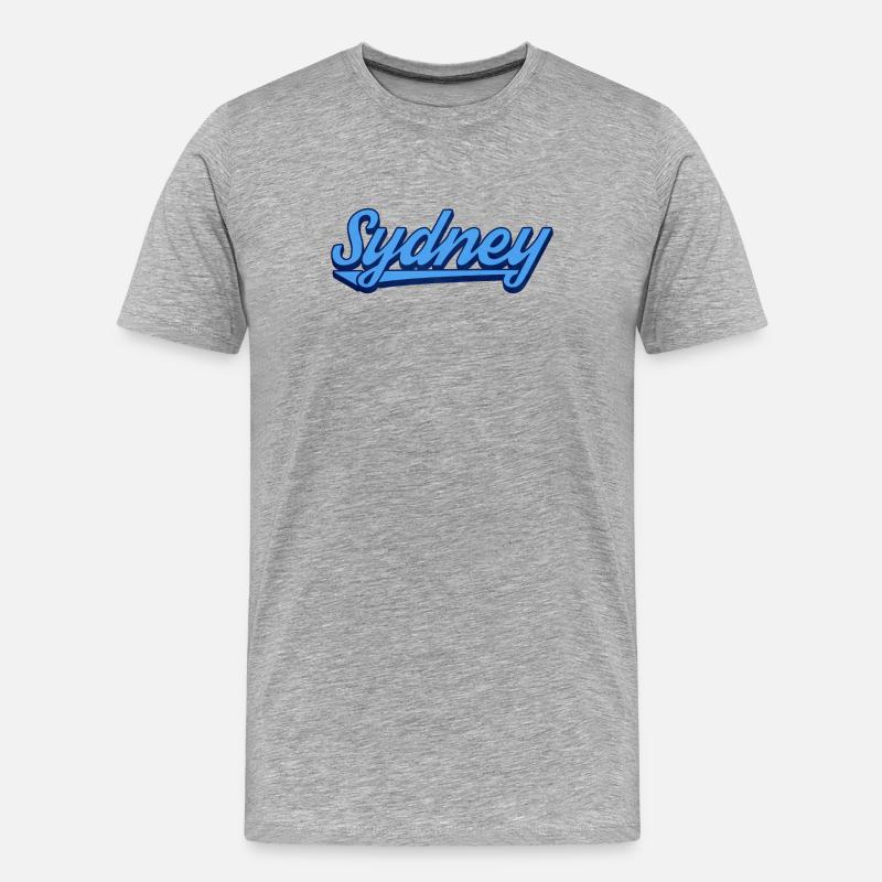 Sydney Ocean Script Logo - Männer Premium Bio T-Shirt - Grau meliert