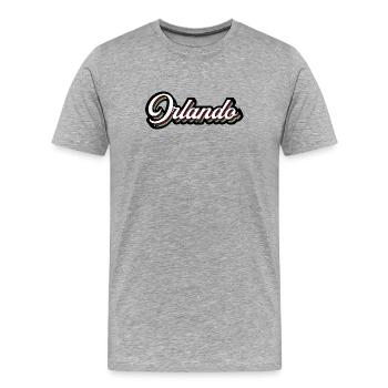 Orlando Rainbow Script - T-shirt bio Premium Homme - gris chiné - Devant - Damien (186cm)