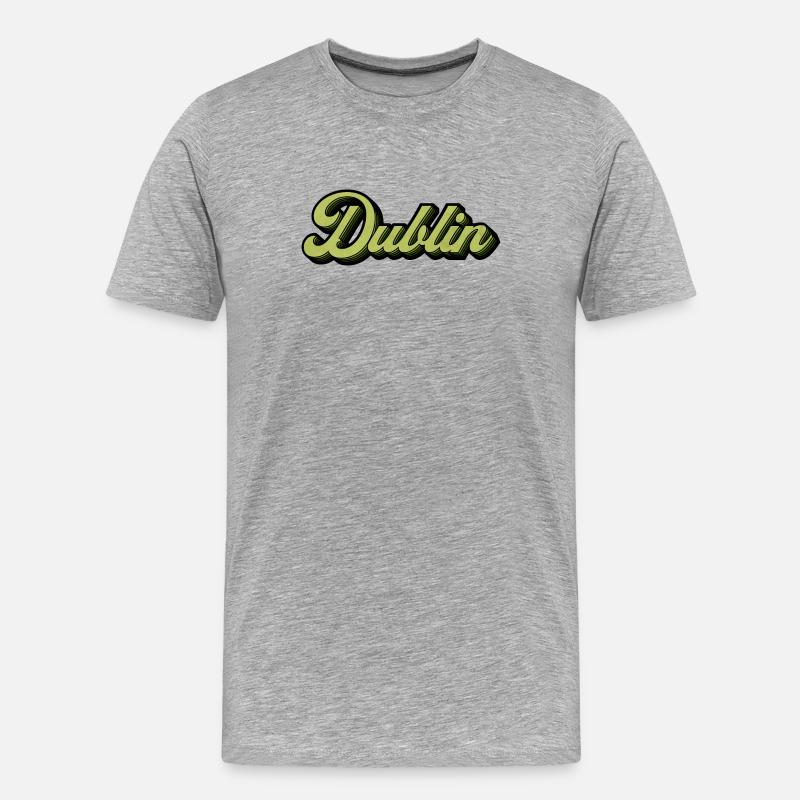 Dublin Retro Script in Lime - Men's Premium Organic T-Shirt - heather grey