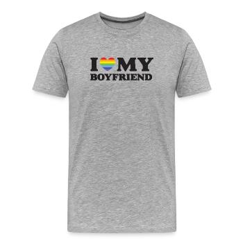 J’aime mon petit ami - LGBTQ - T-shirt bio Premium Homme - gris chiné - Devant - Damien (186cm)