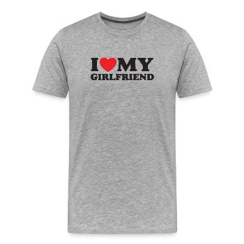 I Love My Girlfriend - Men's Premium Organic T-Shirt - heather grey - Front - Damien (186cm)