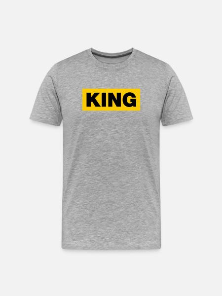 King / 2 Farben - Männer Premium Bio T-Shirt - Grau meliert