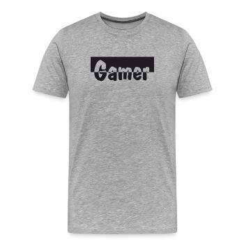 Gamer - Männer Premium Bio T-Shirt - Grau meliert - Vorne - Damien (186cm)