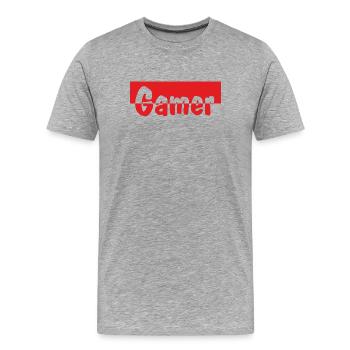 Gamer - Männer Premium Bio T-Shirt - Grau meliert - Vorne - Damien (186cm)