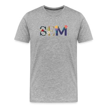 SEM Name mit Blumen geschmückt - Männer Premium Bio T-Shirt - Grau meliert - Vorne - Damien (186cm)