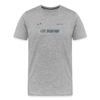 Lettrage Côte Atlantique - T-shirt bio Premium Homme - gris chiné - Devant - Damien (186cm)