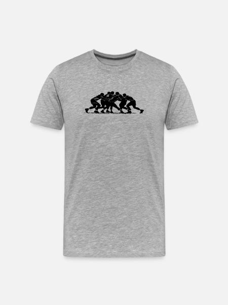 Rugby Scrum Silhouette - Men's Premium Organic T-Shirt - heather grey