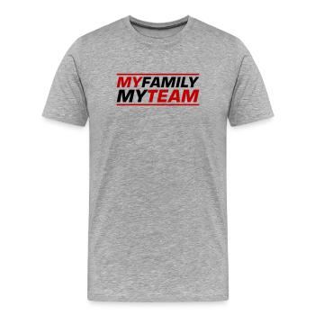 Mon équipe familiale dit - T-shirt bio Premium Homme - gris chiné - Devant - Damien (186cm)