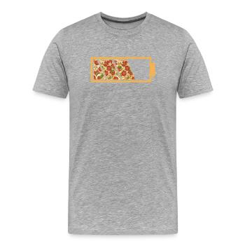 Pizza-Akku-Status Vollständiges lustiges Zitat - Männer Premium Bio T-Shirt - Grau meliert - Vorne - Damien (186cm)