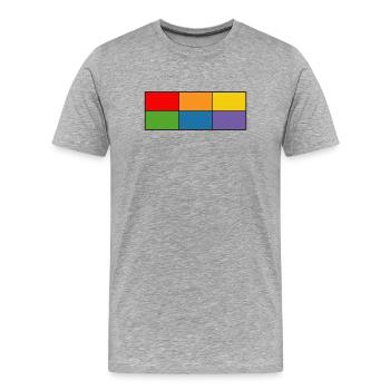 LGBT_Regenbogen_Farbblock-Raster  - Männer Premium Bio T-Shirt - Grau meliert - Vorne - Damien (186cm)