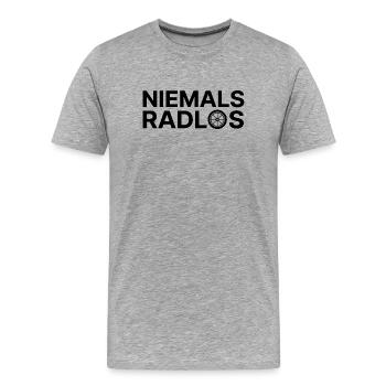 Niemals Radlos - Männer Premium Bio T-Shirt - Grau meliert - Vorne - Damien (186cm)