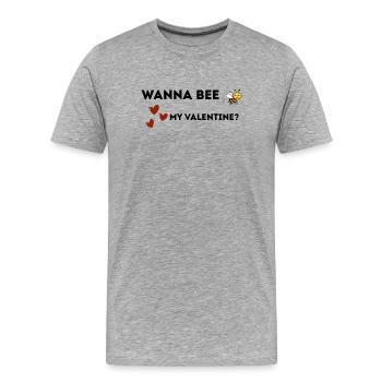 Wanna be my valentine? - Männer Premium Bio T-Shirt - Grau meliert - Vorne - Damien (186cm)