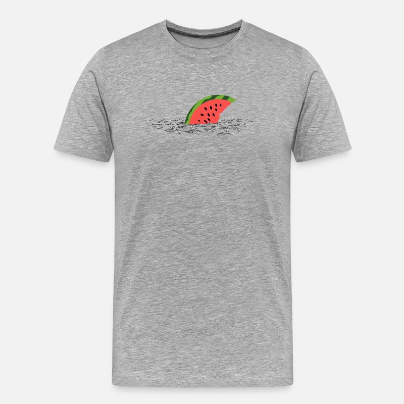 Melonenflosse – Süßer Hai im Anmarsch - Männer Premium Bio T-Shirt - Grau meliert
