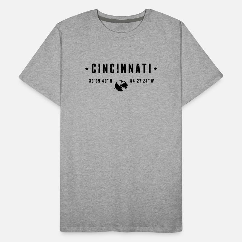 Cincinnati Ohio Coordinates Gps Globe Men's Premium Organic T-Shirt