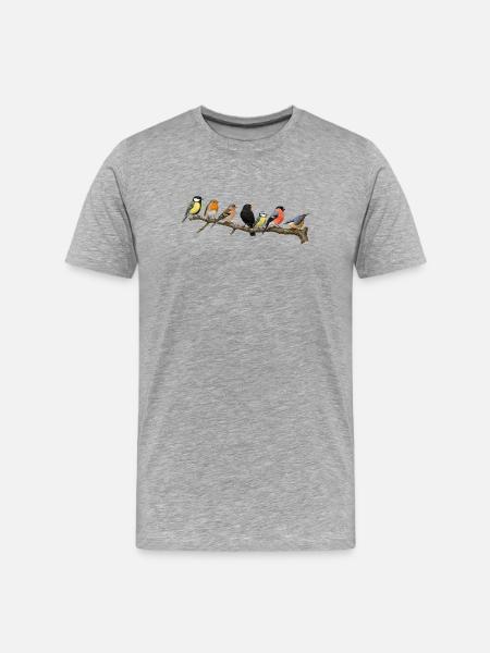 Native songbirds on a branch - Men's Premium Organic T-Shirt - heather grey