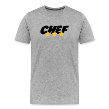 Chef - Cuisine - Patron - Boss - Cooking - Food - Männer Premium Bio T-Shirt - Grau meliert - Vorne - Damien (186cm)