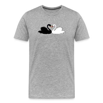 Cygne noir et blanc - T-shirt bio Premium Homme - gris chiné - Devant - Damien (186cm)