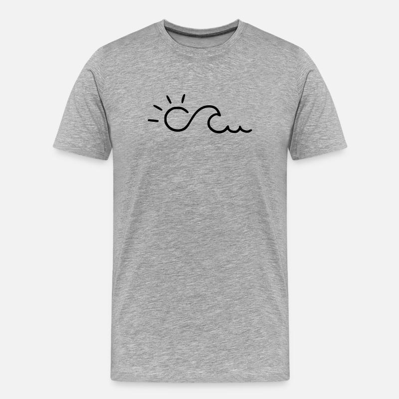 Welle mit Sonne - Männer Premium Bio T-Shirt - Grau meliert