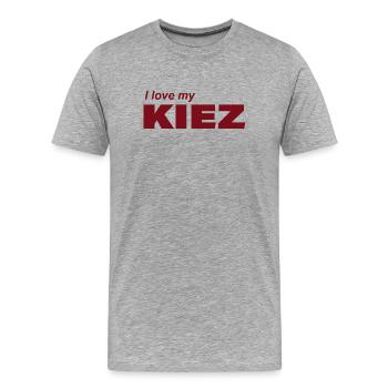 I LOVE MY KIEZ - Männer Premium Bio T-Shirt - Grau meliert - Vorne - Damien (186cm)