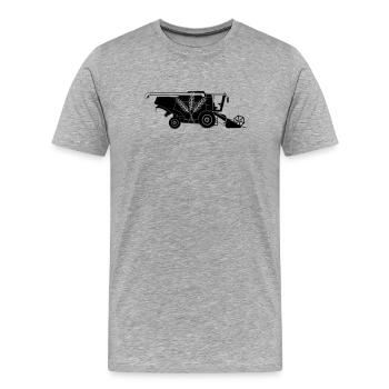 Combine Harvester with Three Grain Stalks Logo - Men's Premium Organic T-Shirt - heather grey - Front - Damien (186cm)