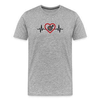 Herz-Ziel-Darfscheibe - Männer Premium Bio T-Shirt - Grau meliert - Vorne - Damien (186cm)
