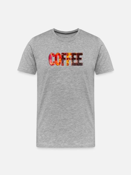 COFFEE – Glasbuchstaben mit Kaffeebohnen - Männer Premium Bio T-Shirt - Grau meliert