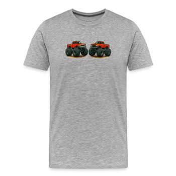 Monster-Truck Duell Im Schlamm - Männer Premium Bio T-Shirt - Grau meliert - Vorne - Damien (186cm)