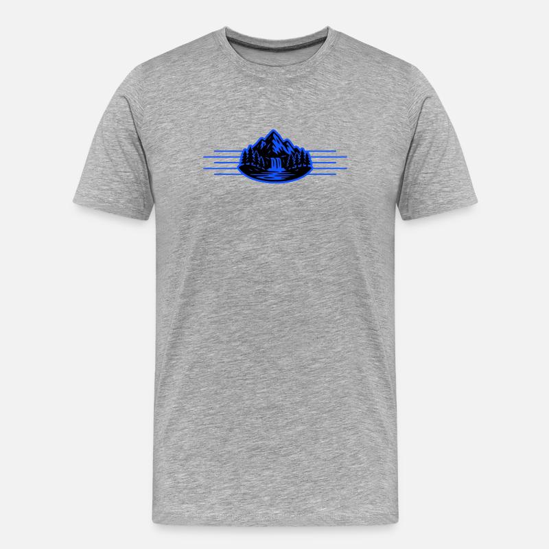 Berge Landschaft Wald Wasserfall - Männer Premium Bio T-Shirt - Grau meliert