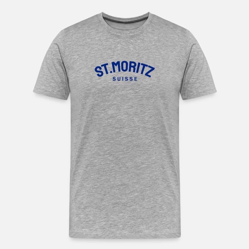 St. Moritz - Suisse - Schweiz - Swiss - Männer Premium Bio T-Shirt - Grau meliert