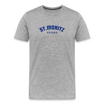 St. Moritz - Suisse - Switzerland - Swiss - T-shirt bio Premium Homme - gris chiné - Devant - Damien (186cm)