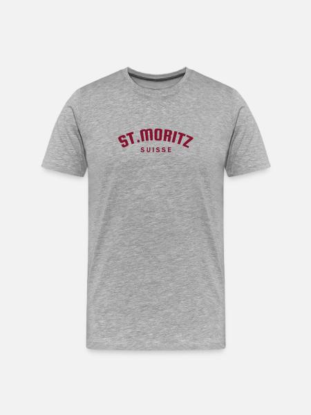 St. Moritz - Suisse - Switzerland - Swiss - Men's Premium Organic T-Shirt - heather grey