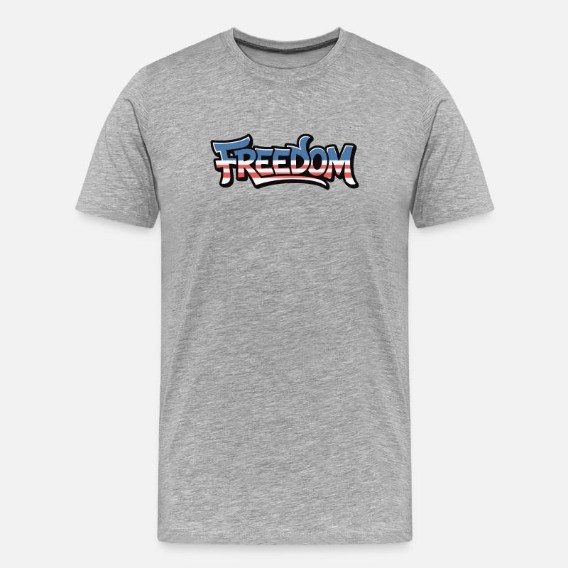 Freedom Typografie Statement Design - Männer Premium Bio T-Shirt - Grau meliert