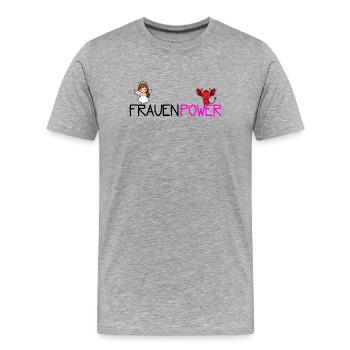 Frauenpower - Männer Premium Bio T-Shirt - Grau meliert - Vorne - Damien (186cm)