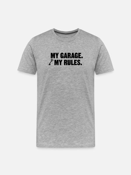 mon garage, mes règles - T-shirt bio Premium Homme - gris chiné