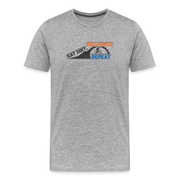 Erde fressen, aufladen, EMTB wiederholen. - Männer Premium Bio T-Shirt - Grau meliert - Vorne - Damien (186cm)