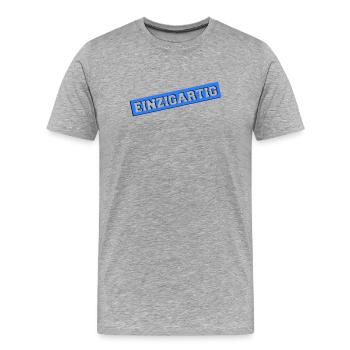 einzigartig02 - Männer Premium Bio T-Shirt - Grau meliert - Vorne - Damien (186cm)