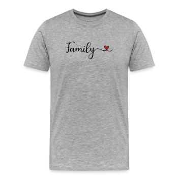 Cœur de famille - T-shirt bio Premium Homme - gris chiné - Devant - Damien (186cm)