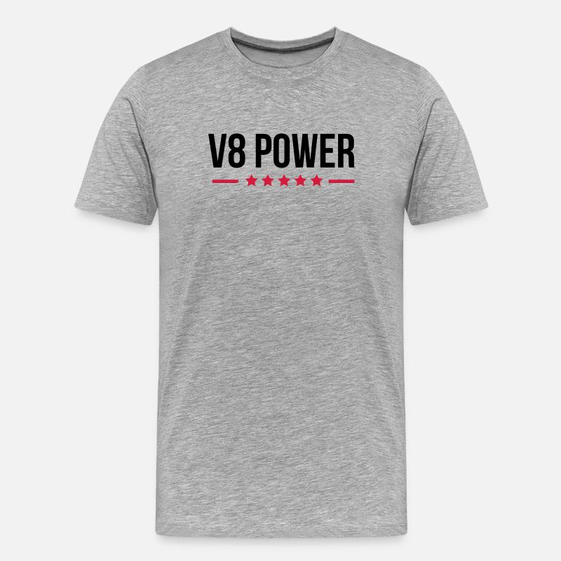 V8 Power - Männer Premium Bio T-Shirt - Grau meliert