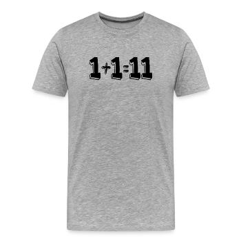 1 plus 1 égal 11 - T-shirt bio Premium Homme - gris chiné - Devant - Damien (186cm)