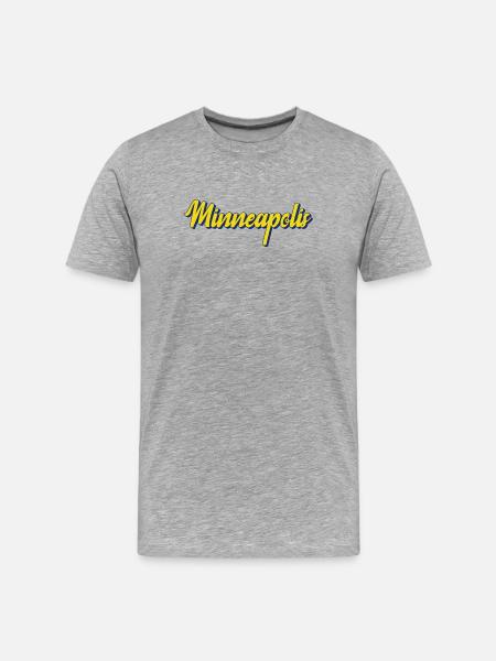 Minneapolis Lettering BlueYellow - Men's Premium Organic T-Shirt - heather grey