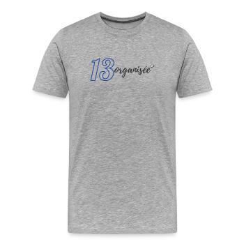 13 organized - Men's Premium Organic T-Shirt - heather grey - Front - Damien (186cm)