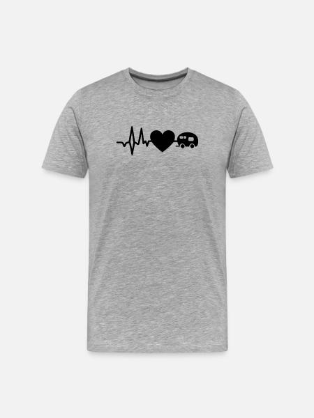 Heartbeat Camping Shirt – Heart Caravan Design - Men's Premium Organic T-Shirt - heather grey