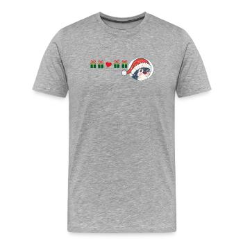 Penguin with Santa hat - Men's Premium Organic T-Shirt - heather grey - Front - Damien (186cm)