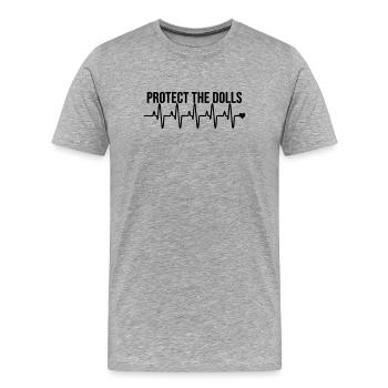 Protect_the_Dolls_love - Männer Premium Bio T-Shirt - Grau meliert - Vorne - Damien (186cm)