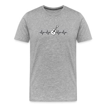 Gitarre Rockmusik EKG Herzschlag - Männer Premium Bio T-Shirt - Grau meliert - Vorne - Damien (186cm)