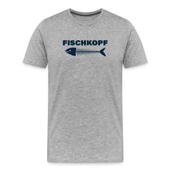 FISCHKOPF - Männer Premium Bio T-Shirt - Grau meliert - Vorne - Damien (186cm)