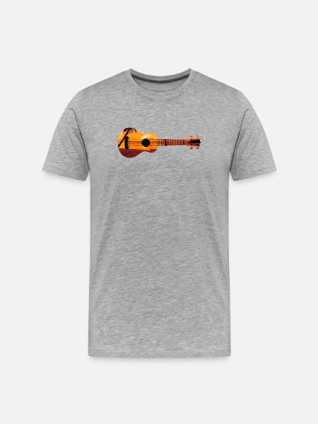 Hawaiian Ukulele Uke Beach Sunset - Men's Premium Organic T-Shirt - heather grey